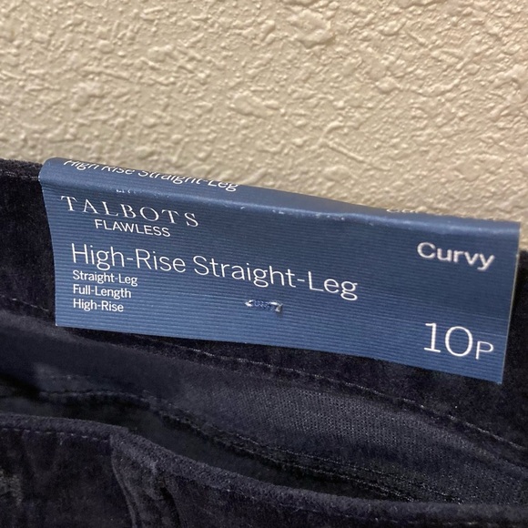 Talbots high rise curvy straight leg jeans. Navy brushed corduroy. Size 10P. NWT - Picture 4 of 4